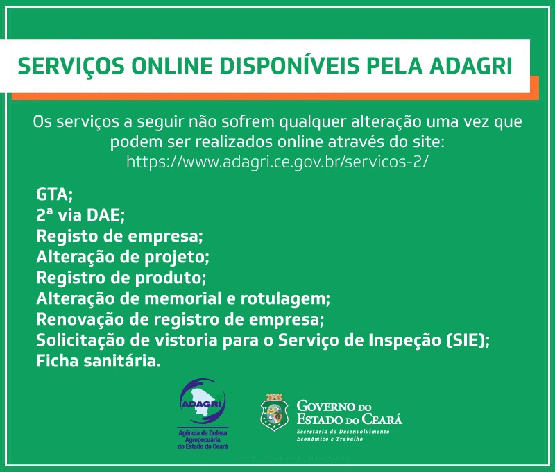 Adagri disponibiliza Serviços Online
