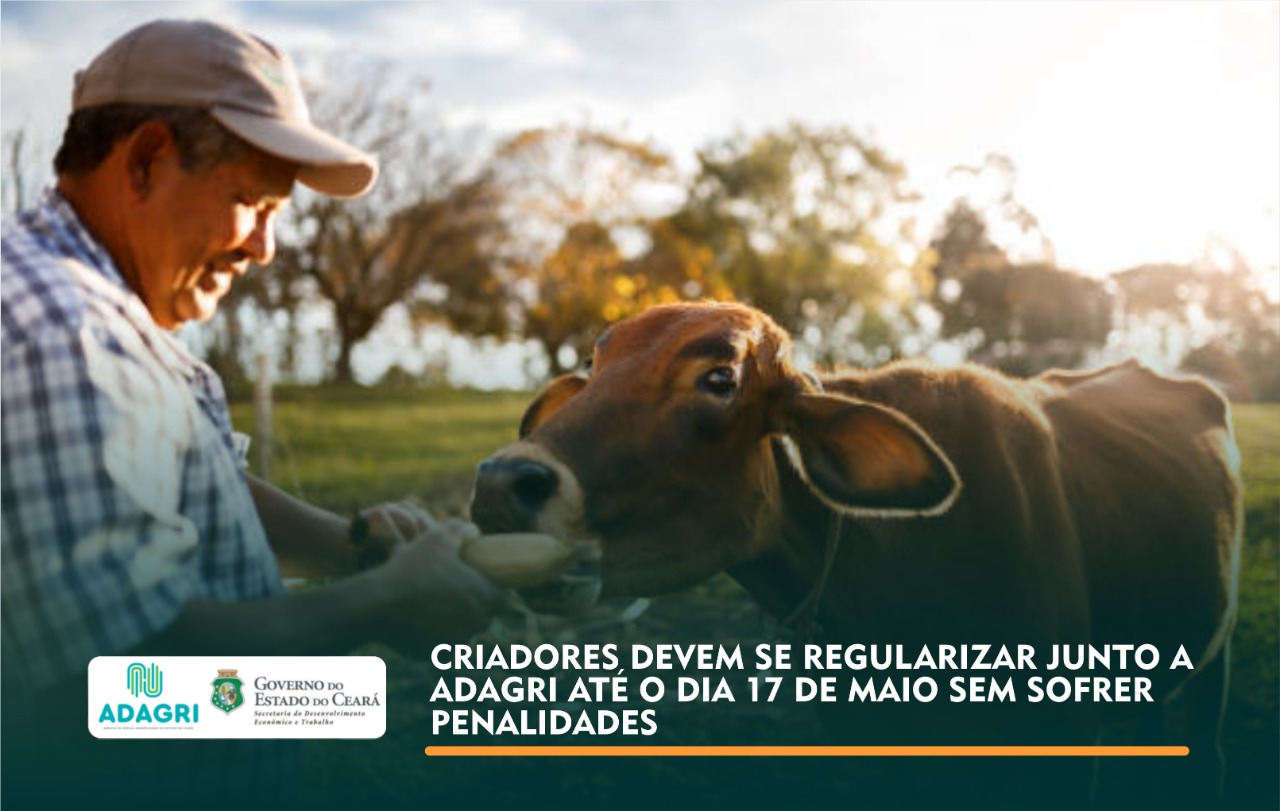 Criadores devem se regularizar junto a Adagri até o dia 17 de maio sem sofrer penalidades