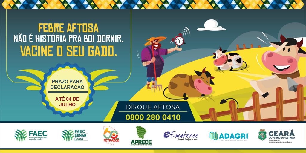Entrega da declaração de vacinação contra a Febre Aftosa se encerra no próximo dia 04 de julho