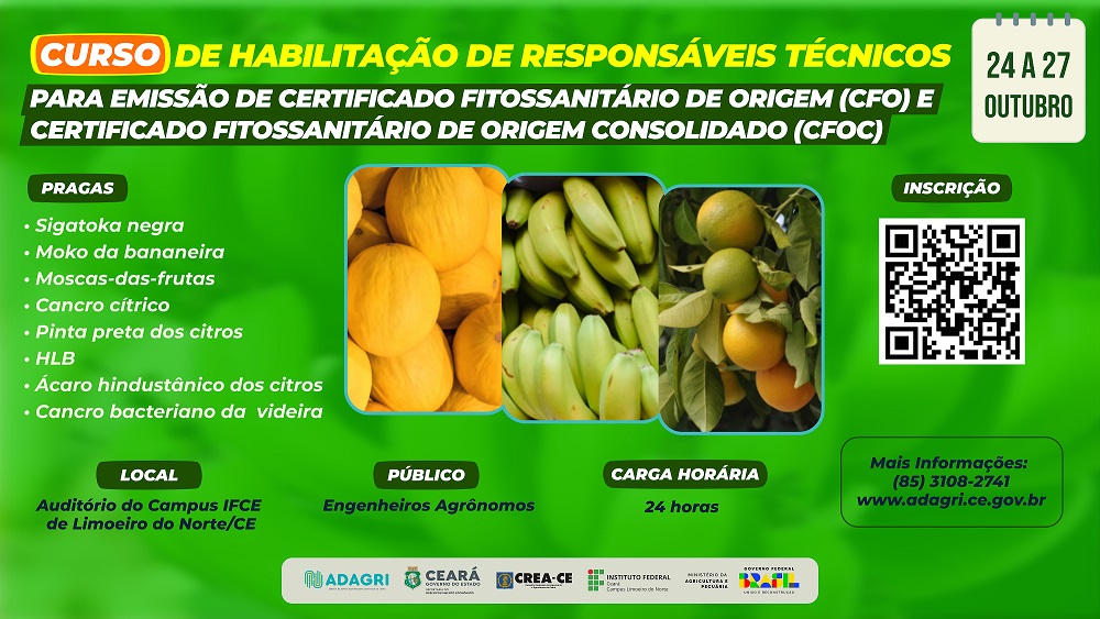 Adagri abre vagas para Curso de Habilitação de Responsáveis Técnicos para Emissão de CFO e CFOC