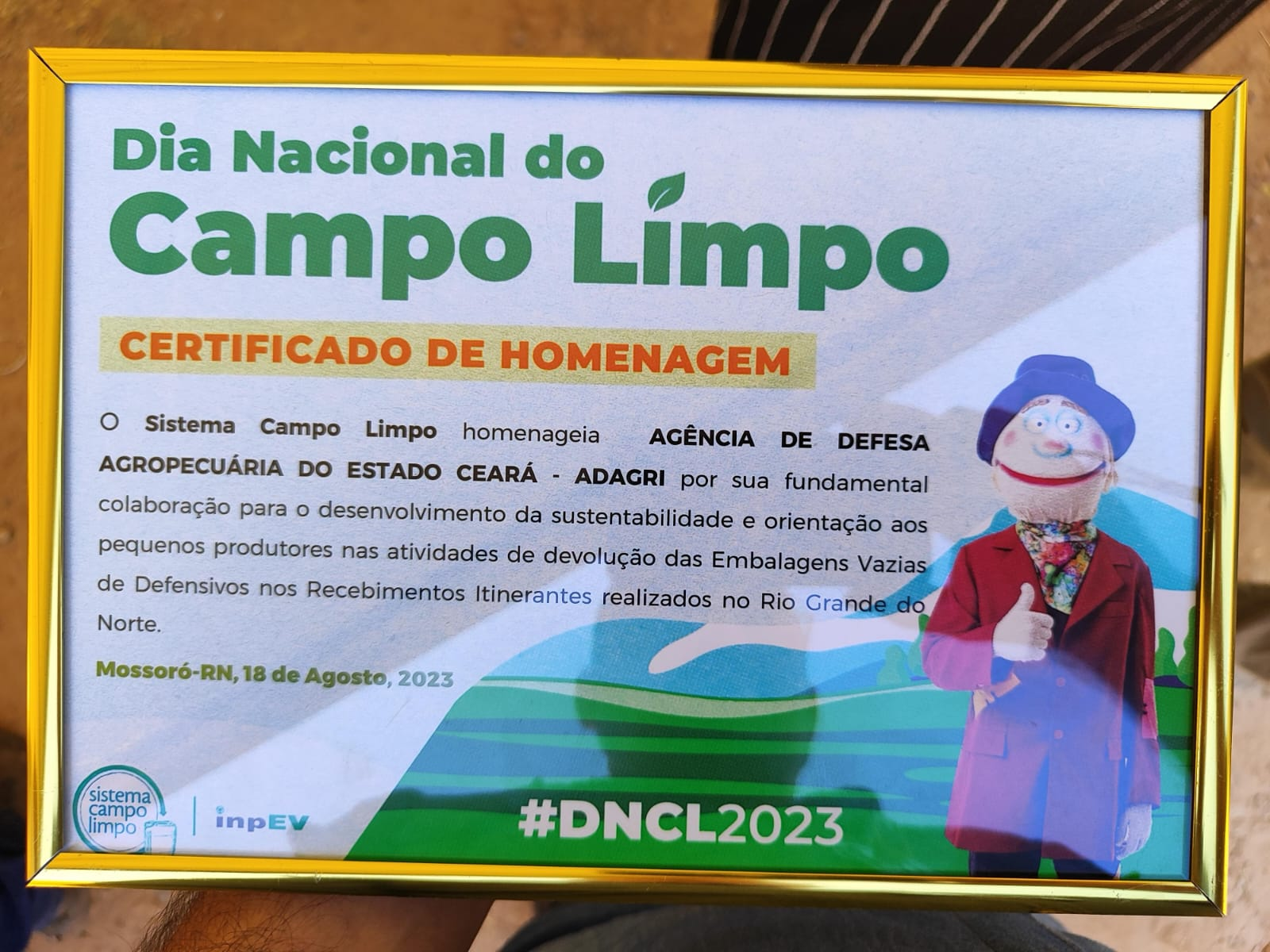 Adagri recebe certificado do inpEV por atuação no Programa de Recolhimento Itinerante de Embalagens Vazias de Agrotóxicos