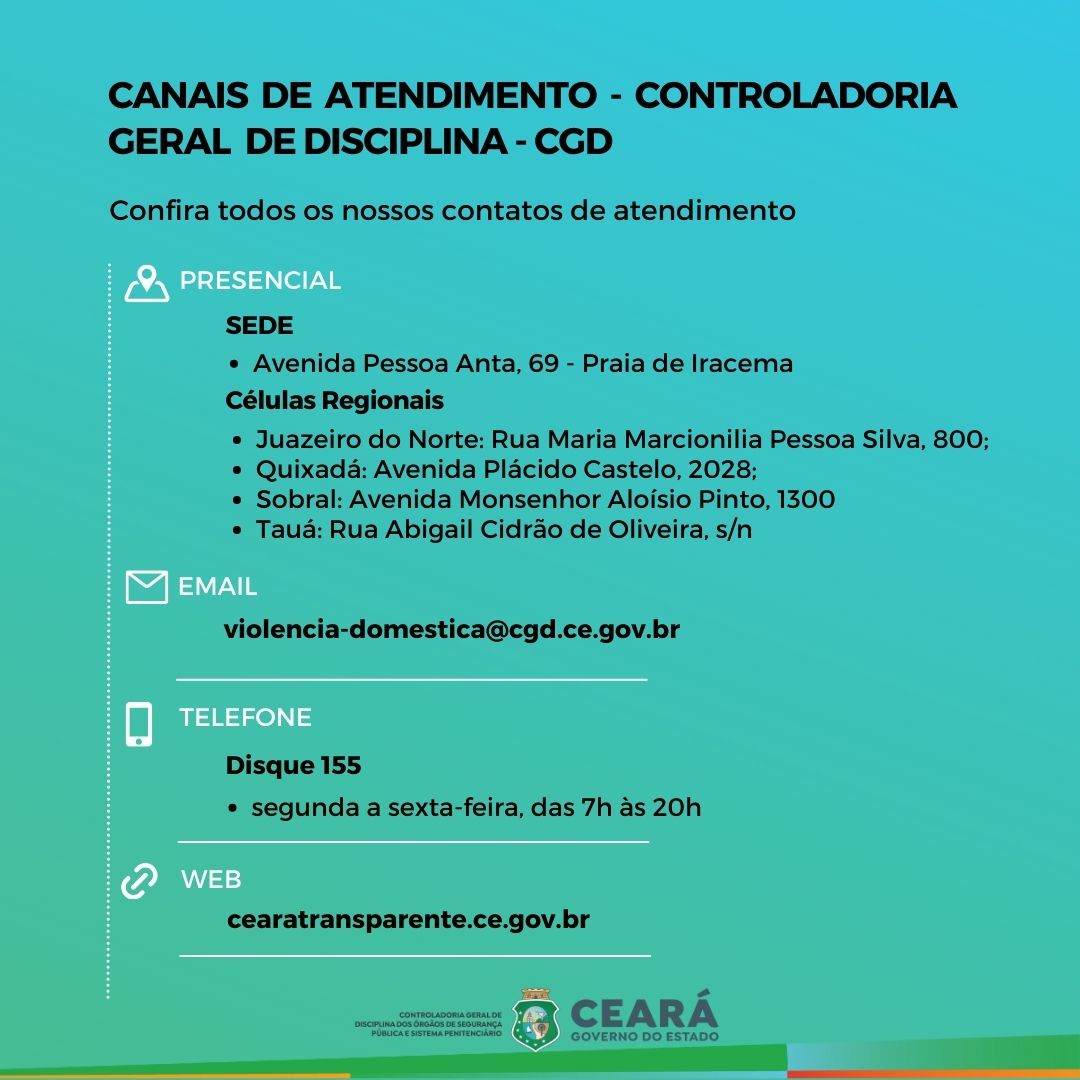 CANAIS DE ATENDIMENTO – CONTROLADORIA GERAL DE DISCIPLINA