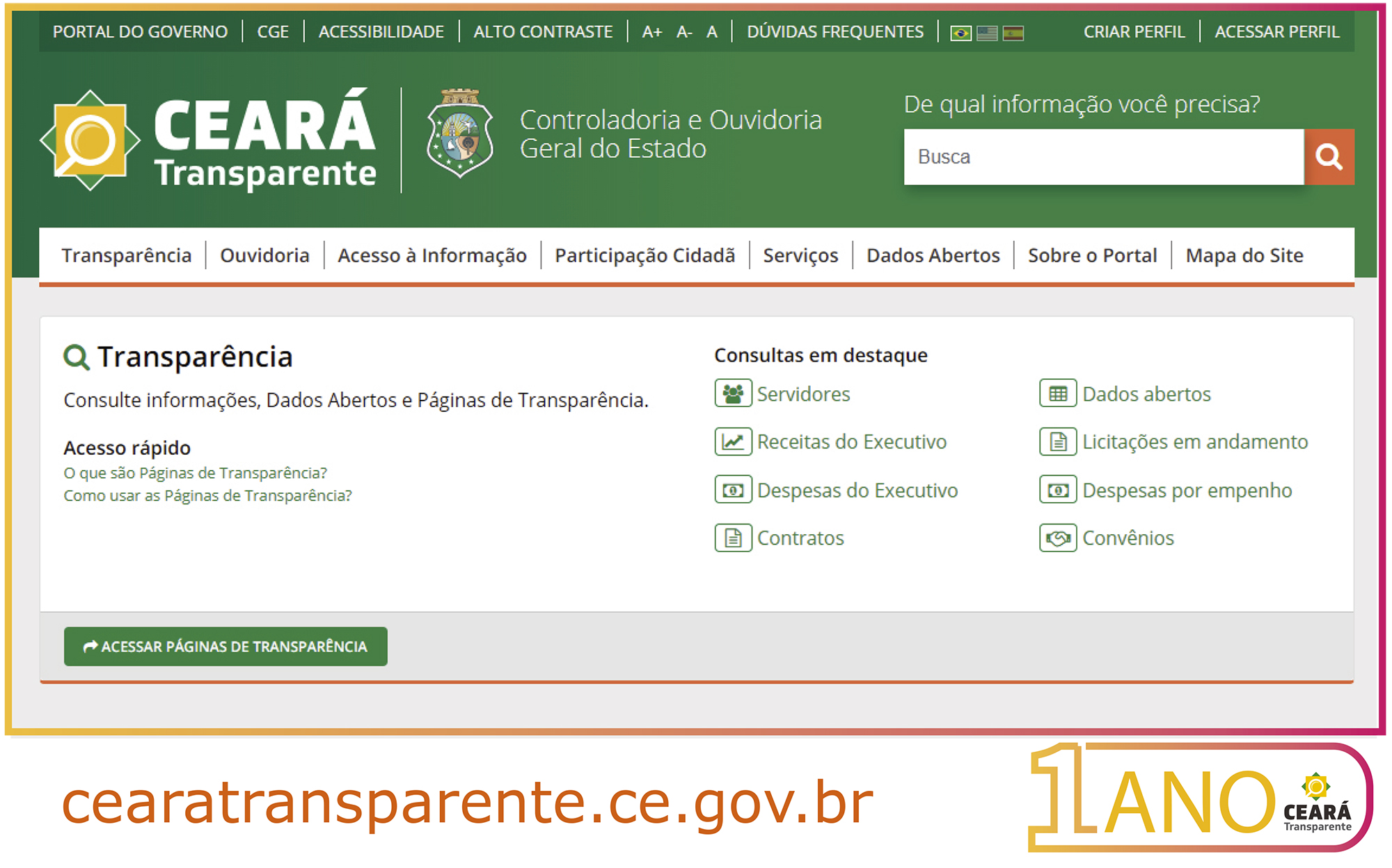 Ceará Transparente atinge mais de 1 milhão de consultas em apenas um ano de implantação