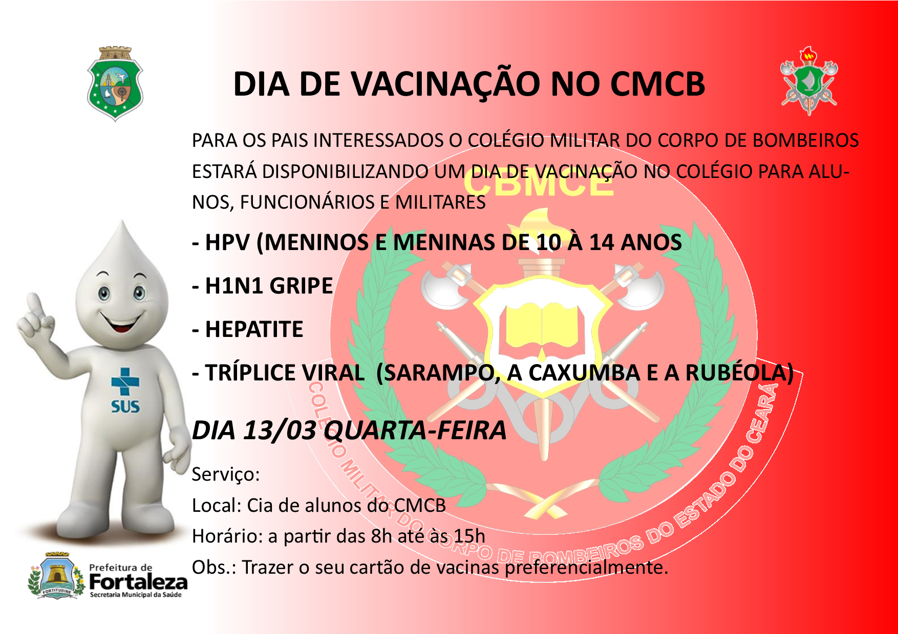 Dia de vacinação no CMCB