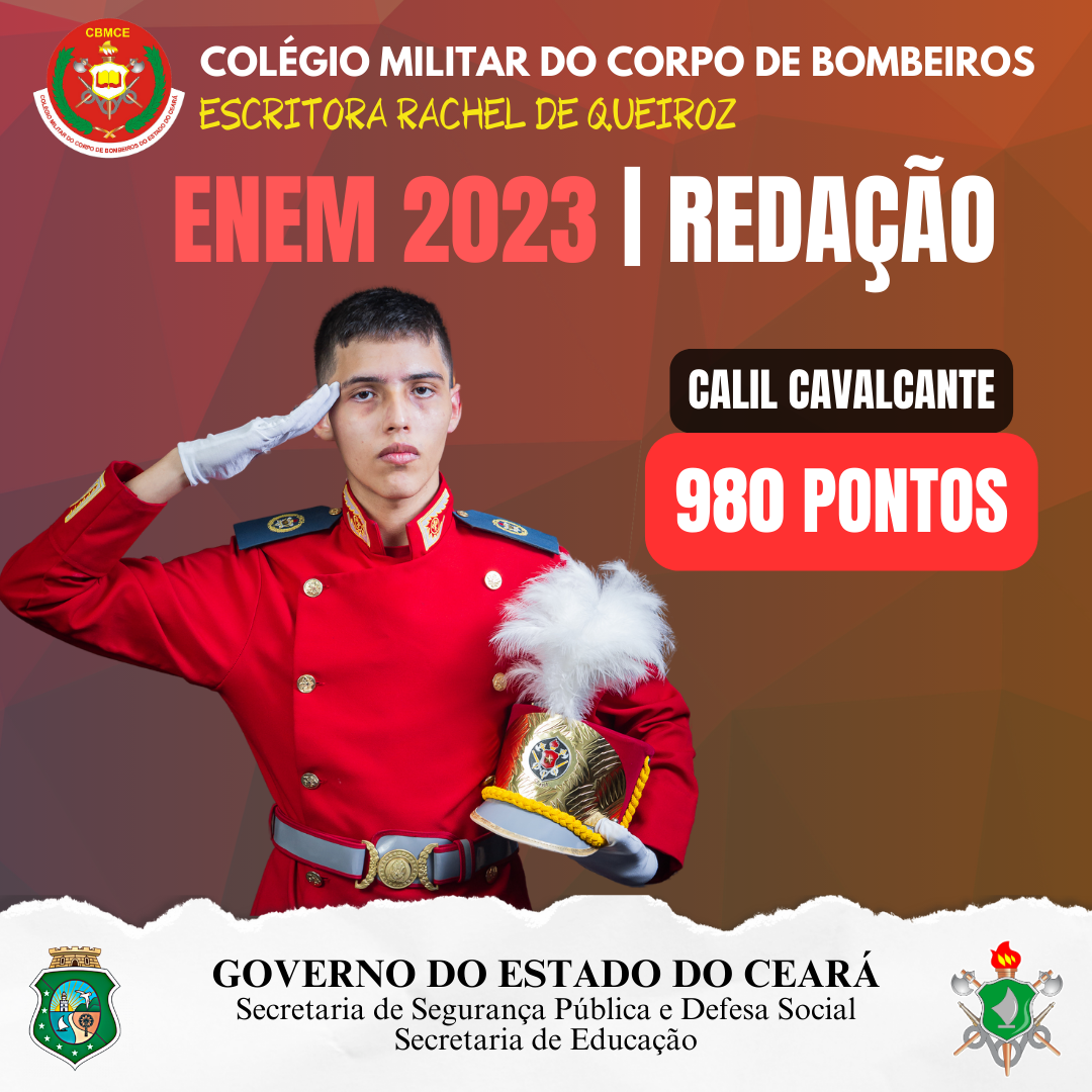 Alunos do Colégio Militar do Corpo de Bombeiros brilham na redação do Enem 2023