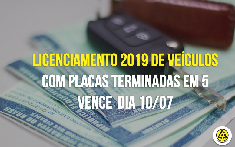 Licenciamento de veículos com placas terminadas em 5 vence dia 10/07