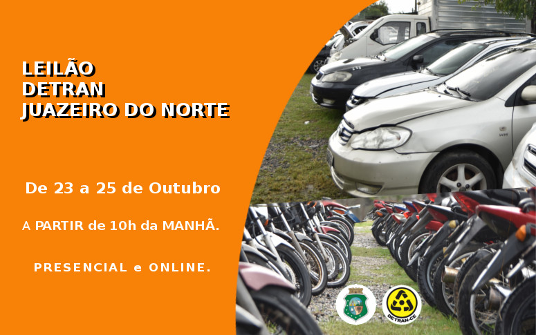 Detran-CE realiza leilão de 23 a 25 de outubro em Juazeiro do Norte