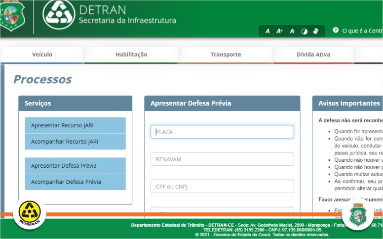 Detran-CE amplia ferramenta on-line para recursos referentes a autuações no trânsito