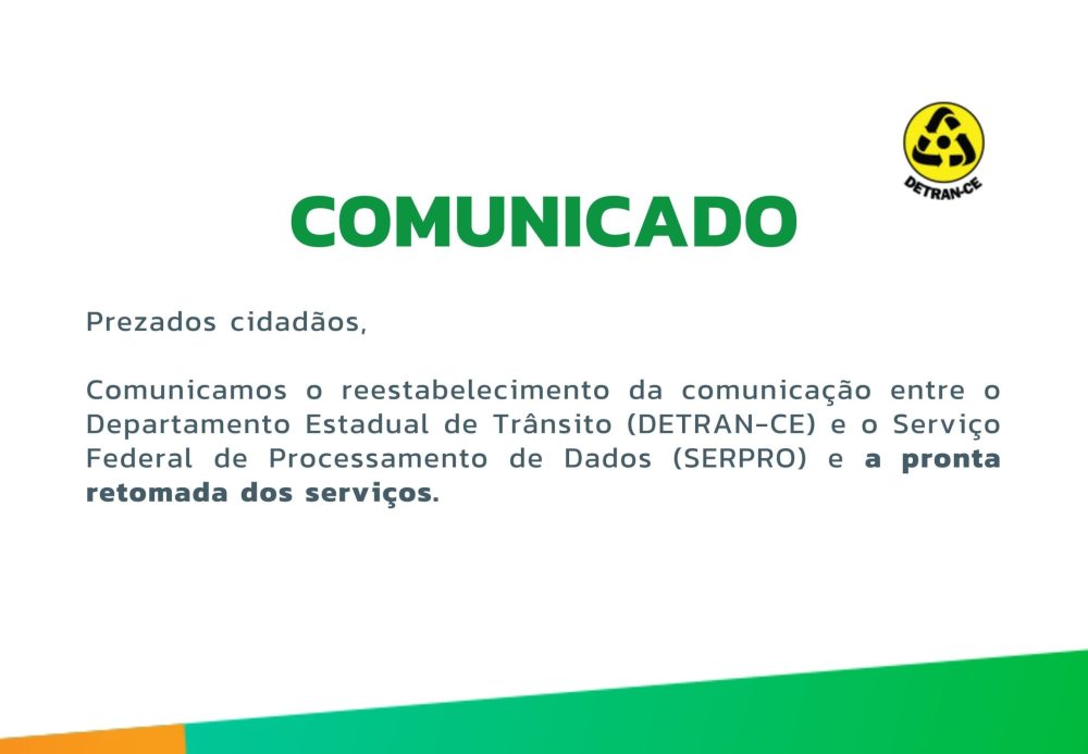 REESTABELECIMENTO COMUNICAÇÃO DETRAN-CE E SERPRO