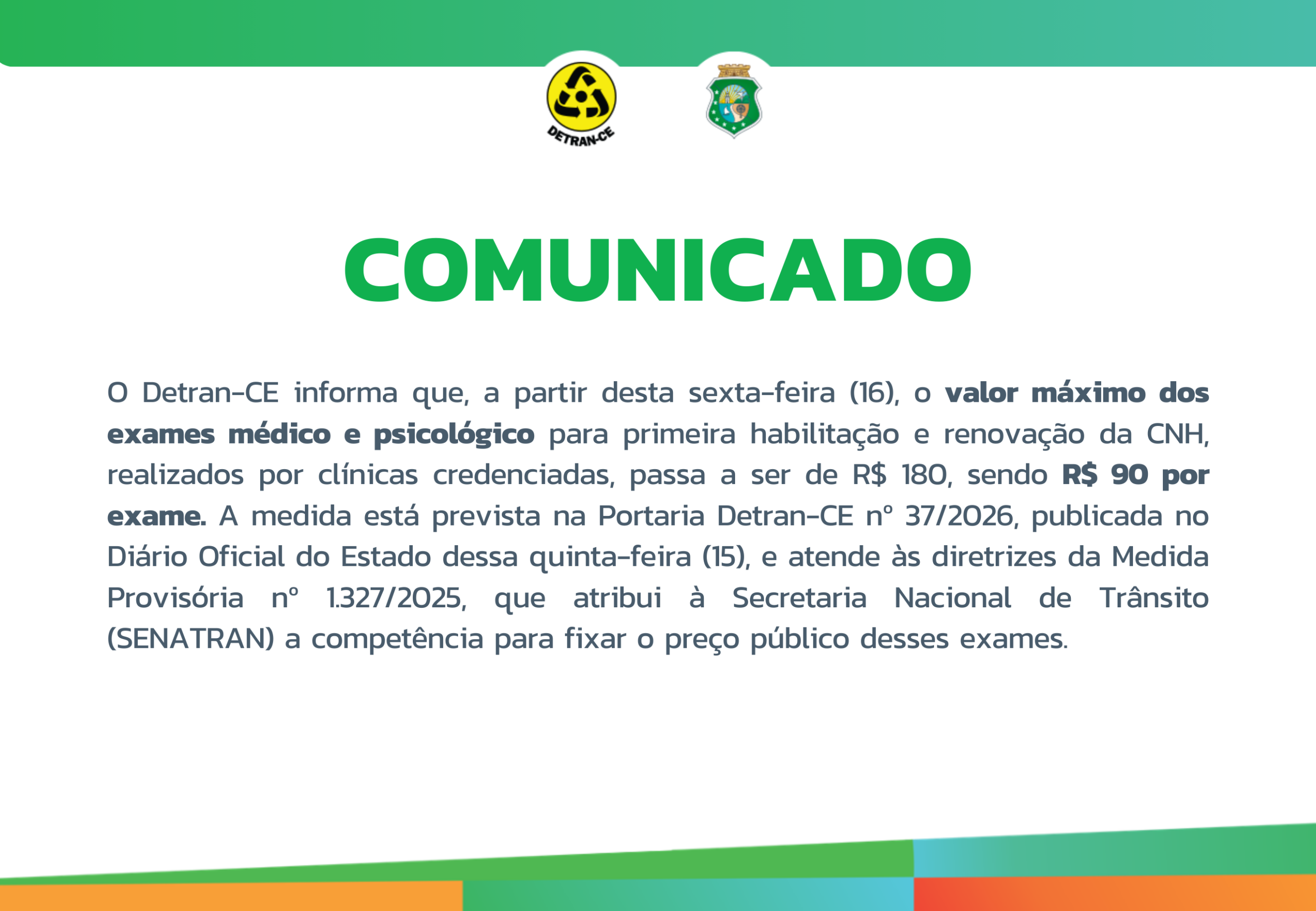 COMUNICADO – PORTARIA DETRAN-CE N° 37/2026