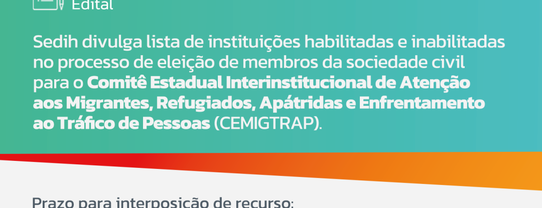 Sedih publica resultado de habilitação de entidades para eleição do CEMIGTRAP