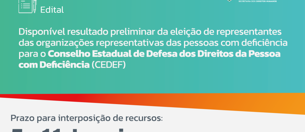 Sedih divulga resultado preliminar de eleição da sociedade civil para o Conselho Estadual dos Direitos da Pessoa com Deficiência do Ceará