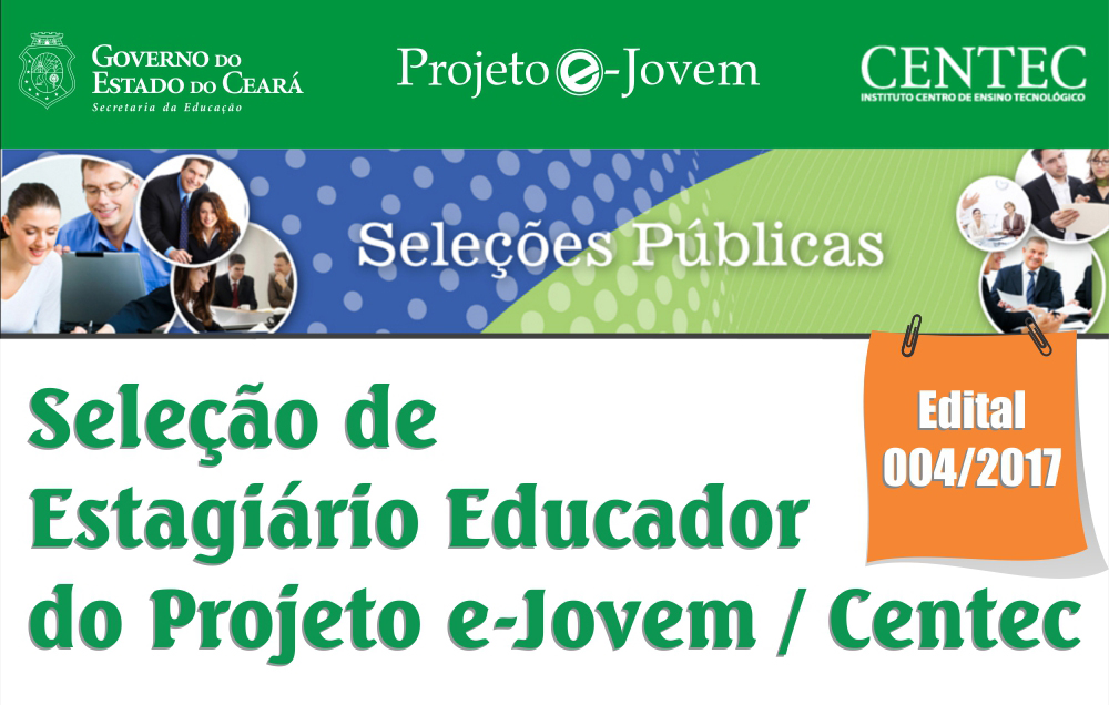 #EGPCEDivulga Prorrogadas as inscrições para seleção de estagiário educador do Projeto e-Jovem (Seduc)