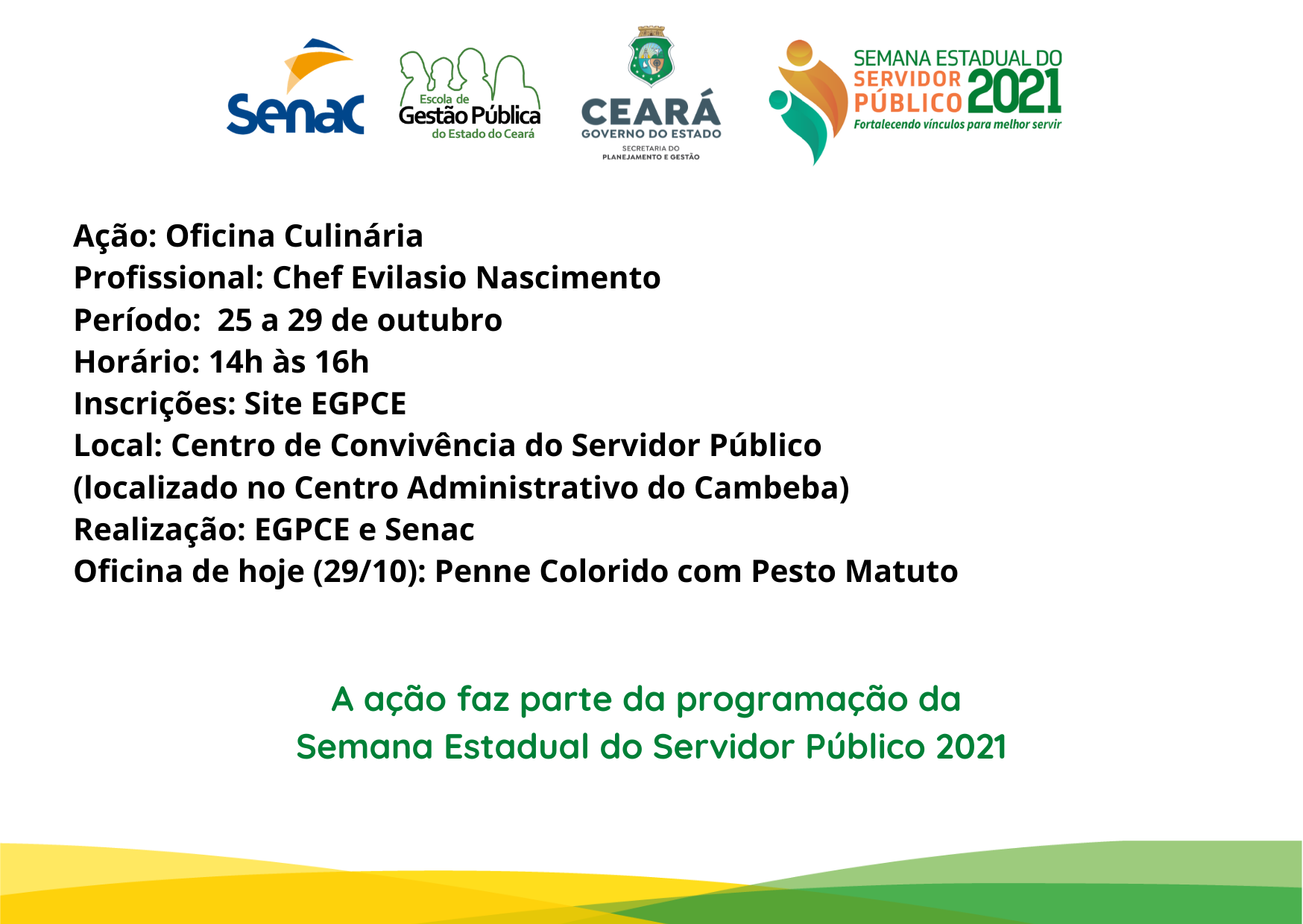 Oficina Culinária: Penne Colorido com Pesto Matuto