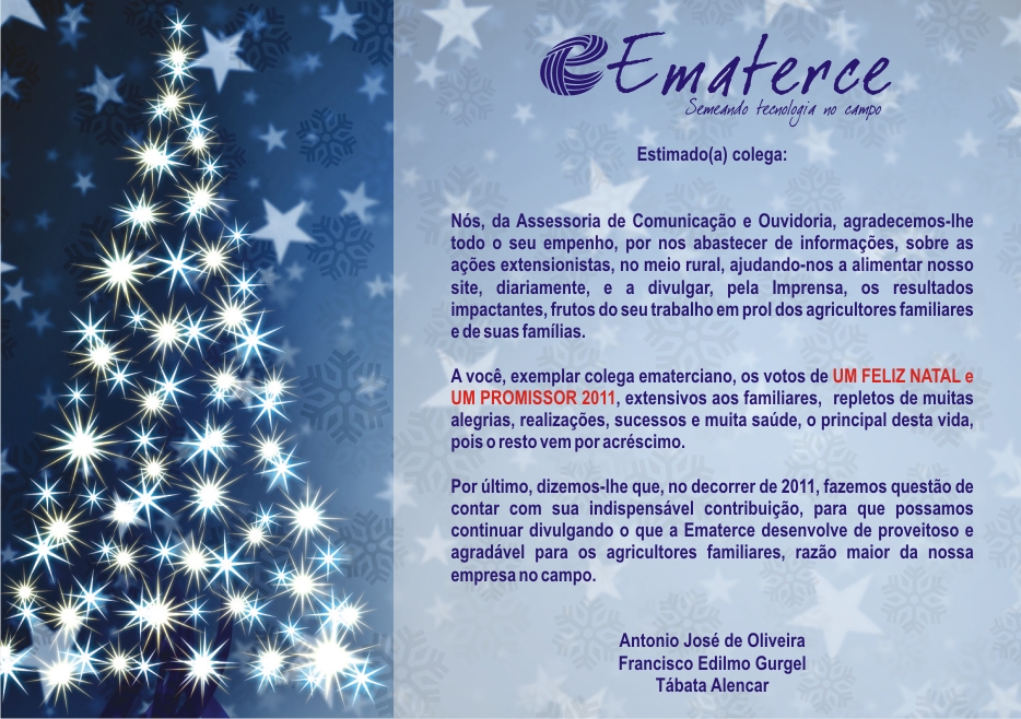 Mensagem de Natal e Ano-Novo da Ascom Ematerce