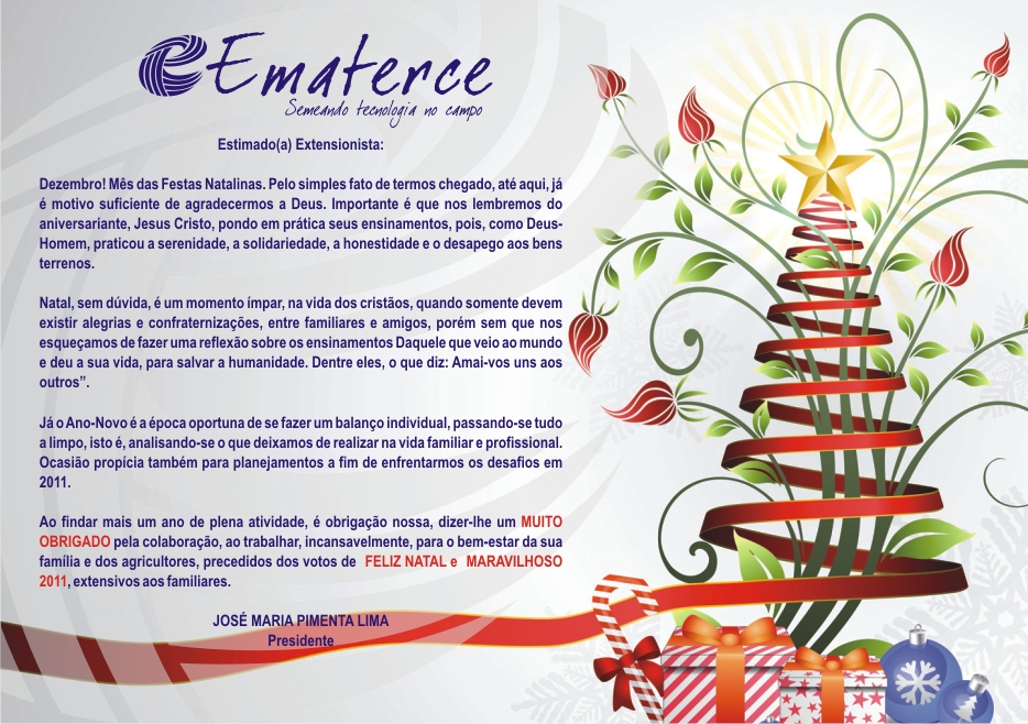 Mensagem de Natal e Ano-Novo do presidente da Ematerce