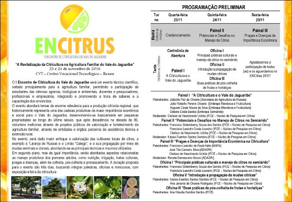Ematerce participa do 1º Encontro da Citricultura da Agricultura Familiar no Vale do Jaguaribe.