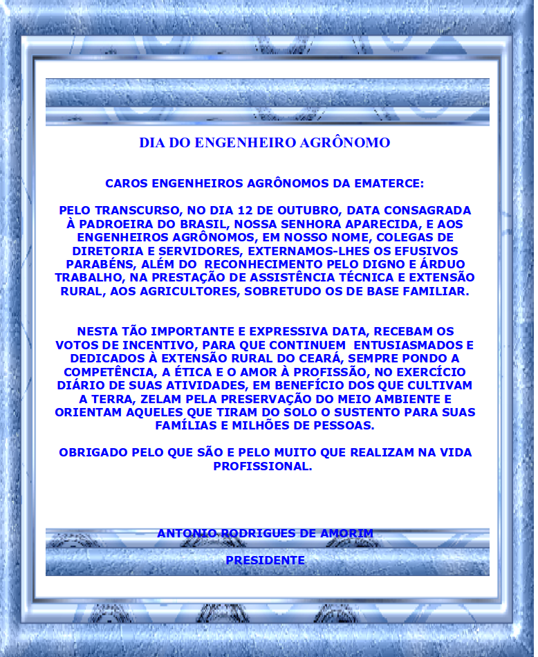 Mensagem da diretoria executiva aos Engenheiros Agrônomos