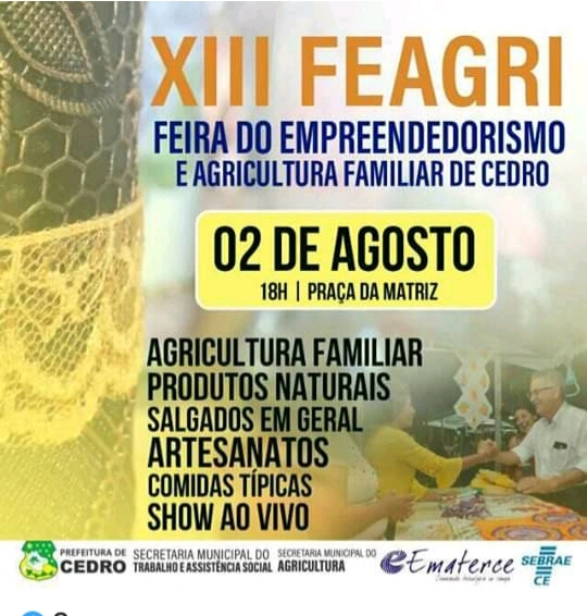 Cedro: Ematerce participa da 13ª Feira do Empreendedorismo e da Agricultura Familiar