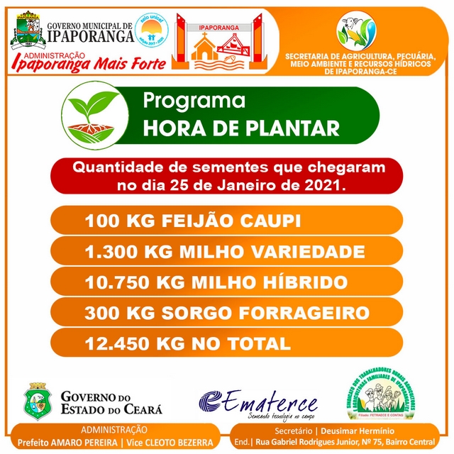 Ipaporanga e Novo Oriente: Ematerce distribui sementes a agricultores e agricultoras