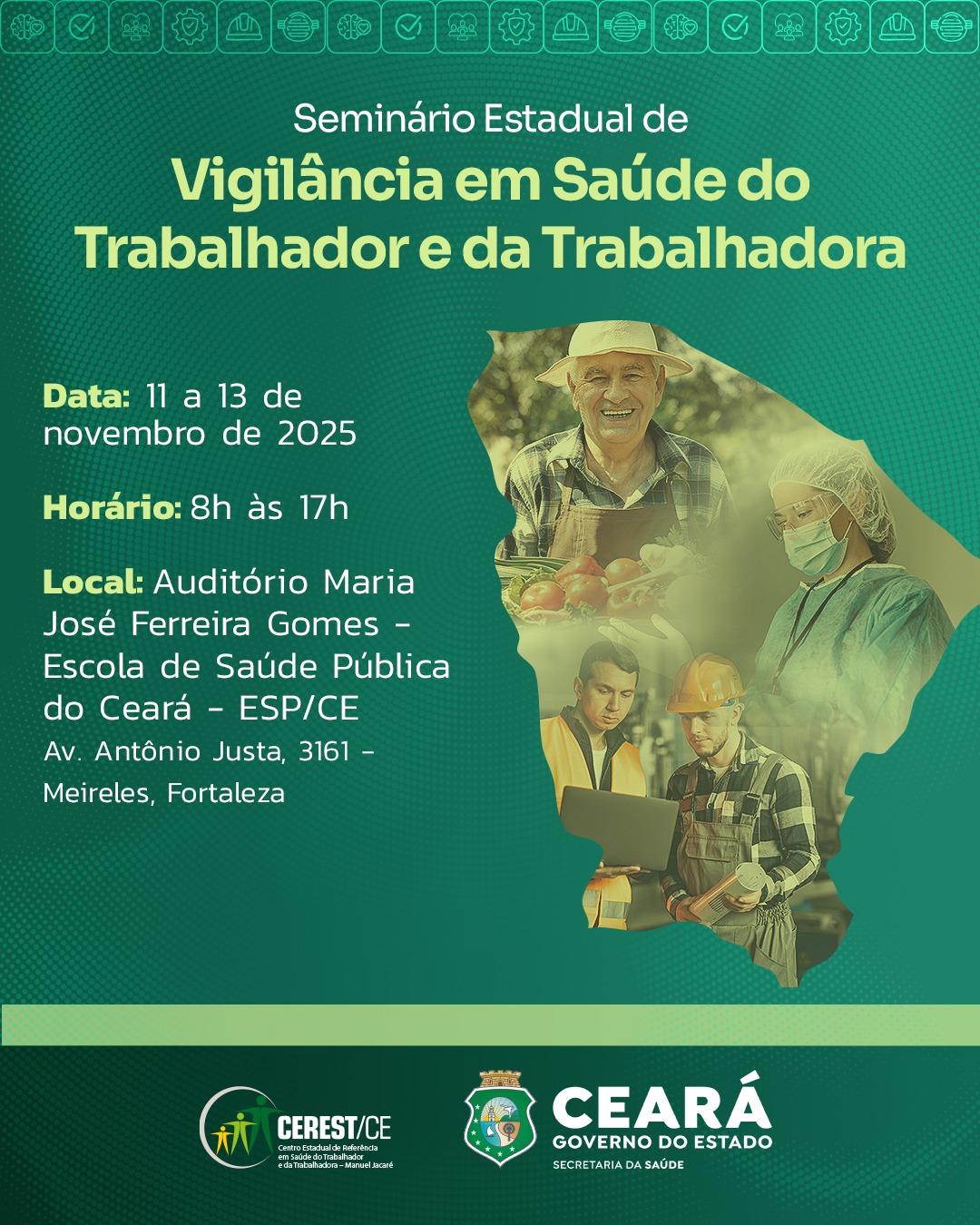 ESP/CE sedia Seminário Estadual de Vigilância em Saúde do Trabalhador e da Trabalhadora; veja como se inscrever