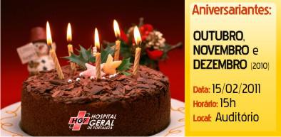 HGF prepara comemoração dos aniversariantes de Outubro, Novembro e Dezembro (2010)