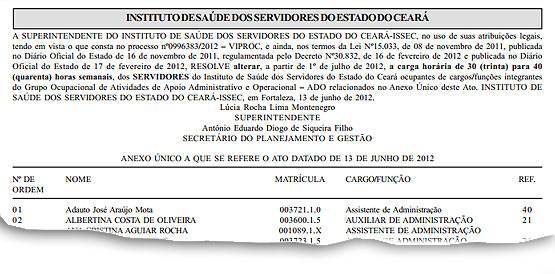 Diário Oficial publica relação de optantes pelo regime de 40h