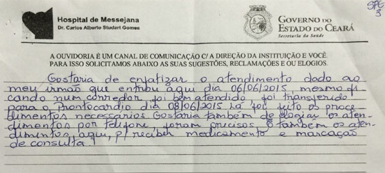 Usuários elogiam atendimento recebido no Hospital de Messejana