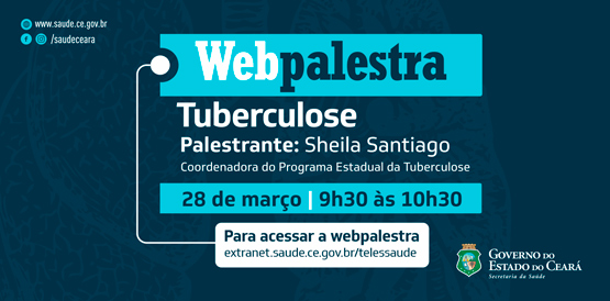 Tuberculose é tema de webpalestra nesta quinta-feira, dia 28