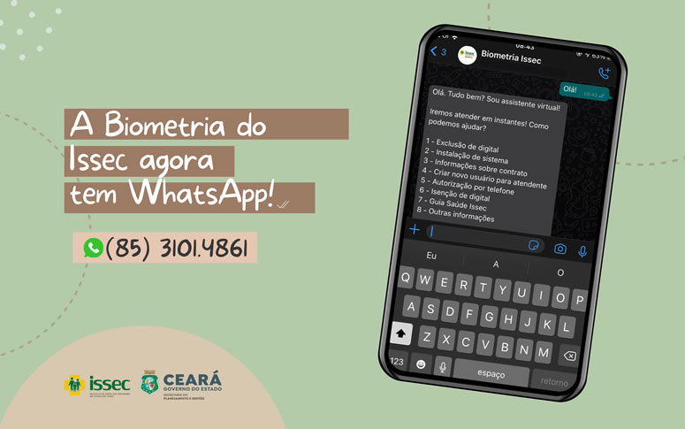 A biometria do Issec agora tem whatsapp