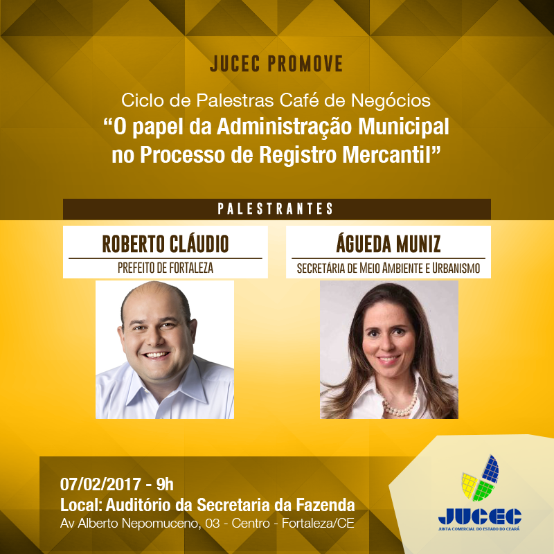 Roberto Cláudio e Águeda Muniz participam do Café de Negócios da Jucec