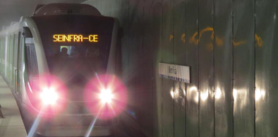 Trecho em túnel do metrô de Fortaleza recebe primeira viagem com passageiros neste sábado