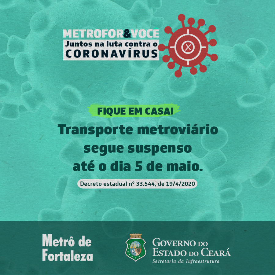 Operação do Sistema Metroviário segue suspensa até o dia 5 de maio