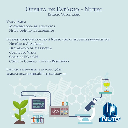 Estágio voluntário: Nutec abre seleção