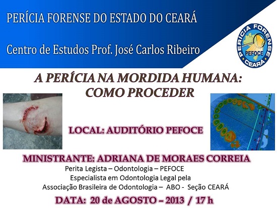 Centro de Estudos da PEFOCE promove palestra: A PERÍCIA NA MORDIDA HUMANA: COMO PROCEDER.