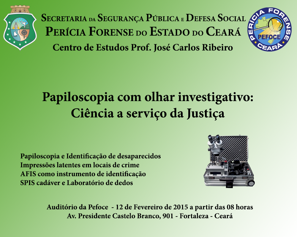 Centro de Estudos realiza jornada de palestras com o seguinte tema: Papiloscopia com olhar investigativo