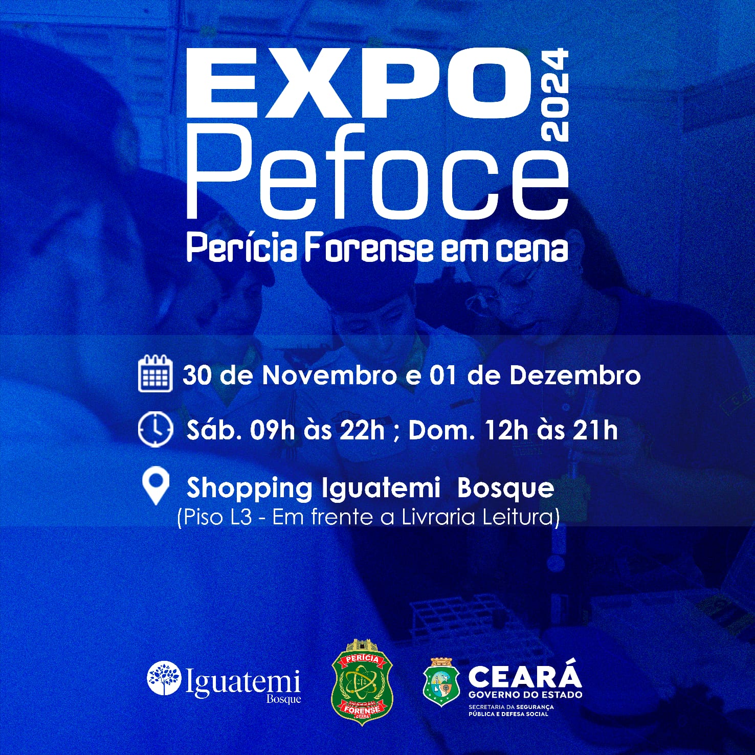 Perícia Forense do Ceará realizará exposição em shopping de Fortaleza neste fim de semana