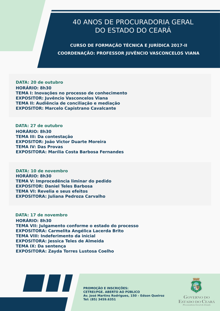 Cetrei promove Curso de Formação Técnica e Jurídica 2017-II