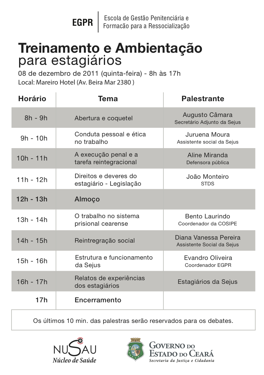 Novos estagiários da Sejus participam de treinamento e ambientação