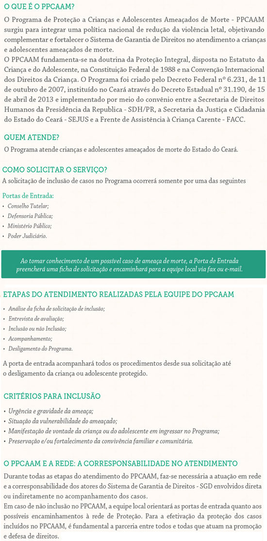 PPCAAM – Programa de Proteção a Crianças e Adolescentes Ameaçados de Morte