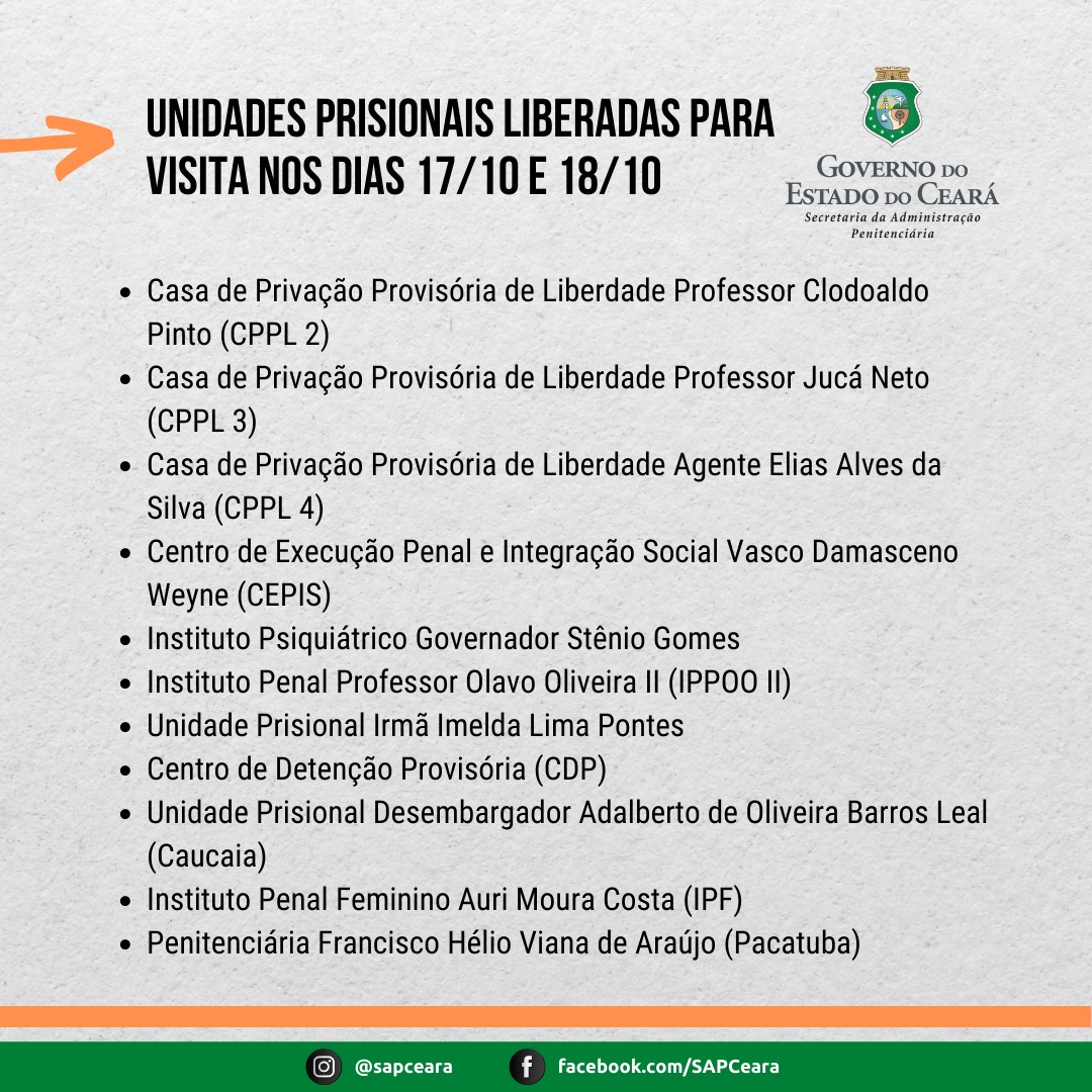 Unidades liberadas para visitas