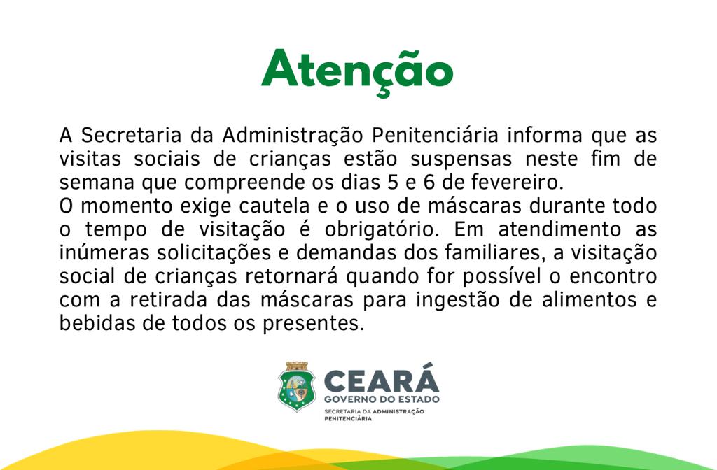 ATENÇÃO – Visitas Sociais de crianças estão suspensas