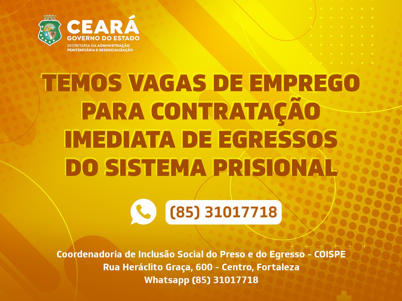 SAP oferece vagas de emprego com início imediato para egressos do sistema prisional
