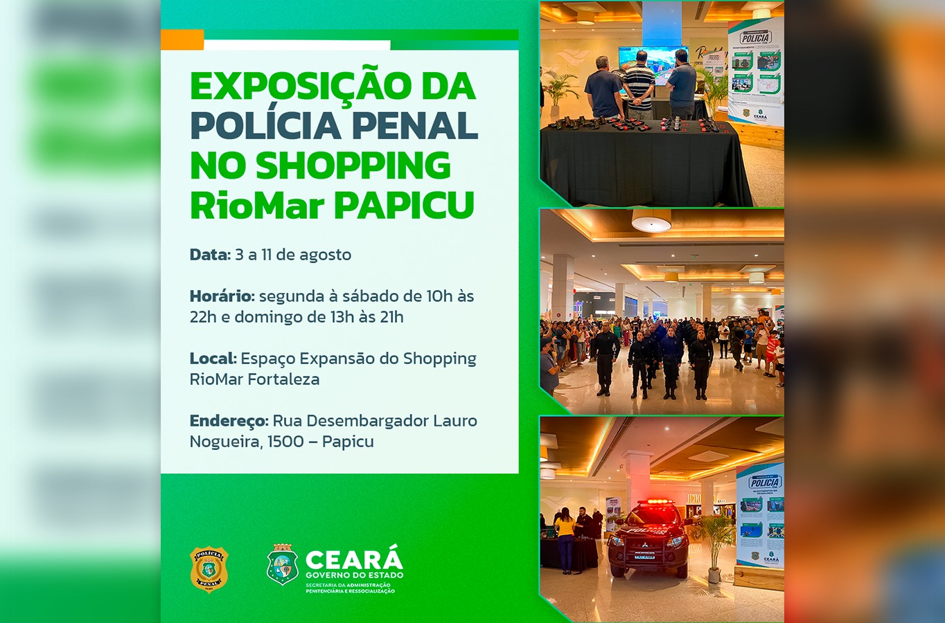Polícia Penal cearense realiza exposição comemorativa no Shopping RioMar Papicu