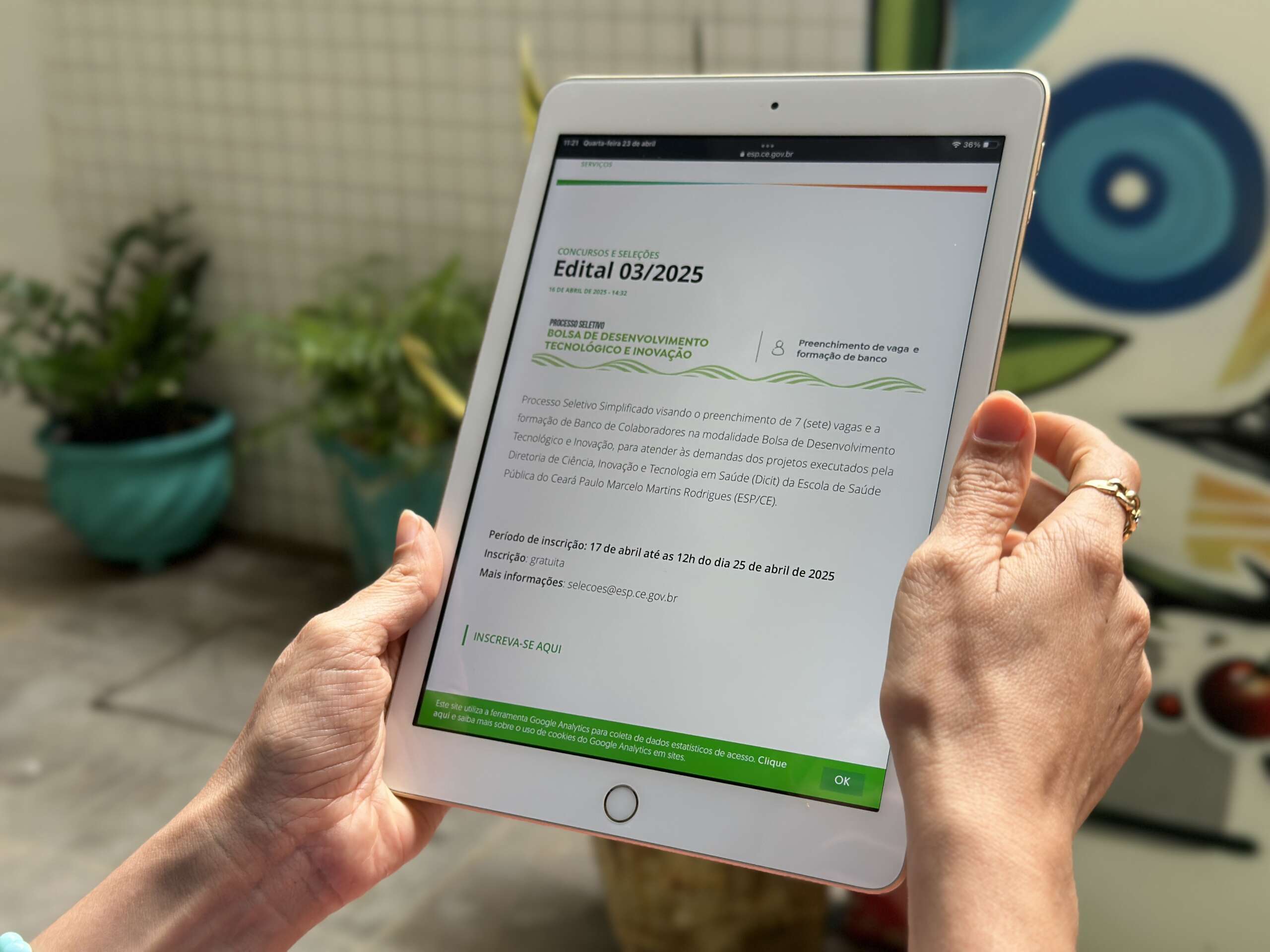 ESP/CE recebe inscrições para processo seletivo de novos bolsistas de Desenvolvimento Tecnológico e Inovação