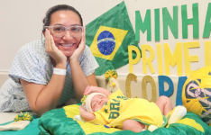 Bebês internados no HUC participam de ensaio fotográfico com temática de Copa do Mundo