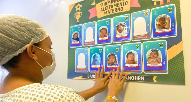 Time do ‘tetê’ em campo: Hospital Regional Norte transforma bebês em figurinhas da Copa para incentivar aleitamento