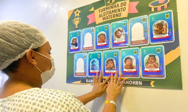 Time do ‘tetê’ em campo: Hospital Regional Norte transforma bebês em figurinhas da Copa para incentivar aleitamento