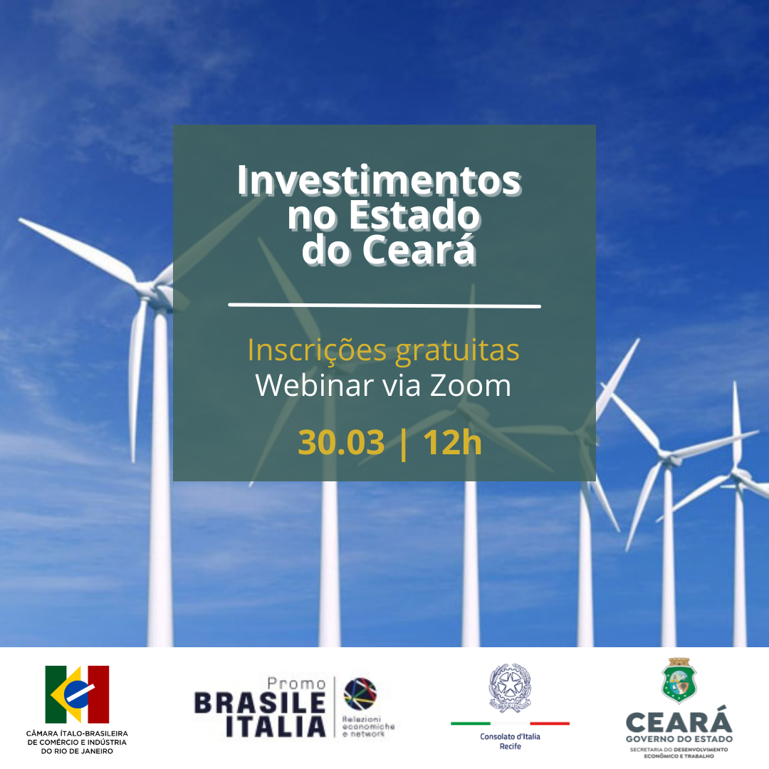 Sedet e Câmara Brasil Itália realizarão Webinar sobre investimentos em Energias Renováveis