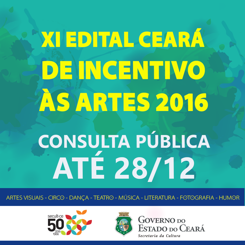 Secult abre consulta pública para o  XI Edital Incentivo às Artes 2016